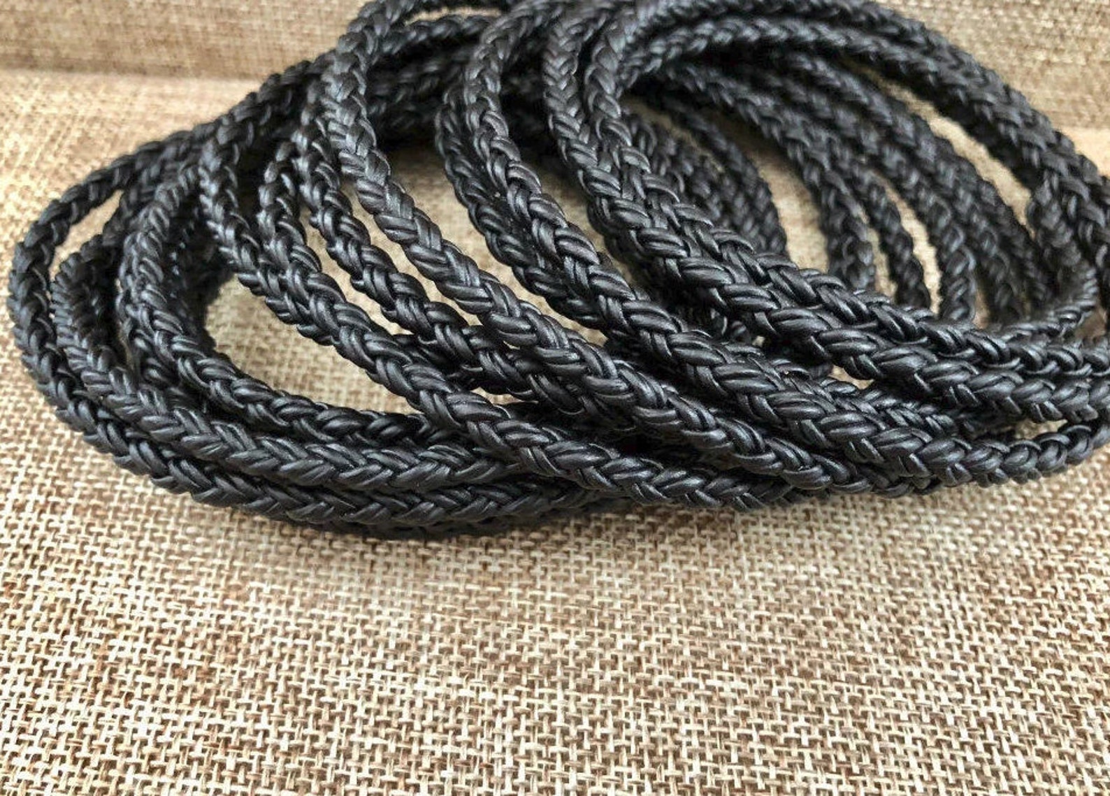 8mm Black Round Braided Leather Cord Natural Dye 7.7mm - Etsy