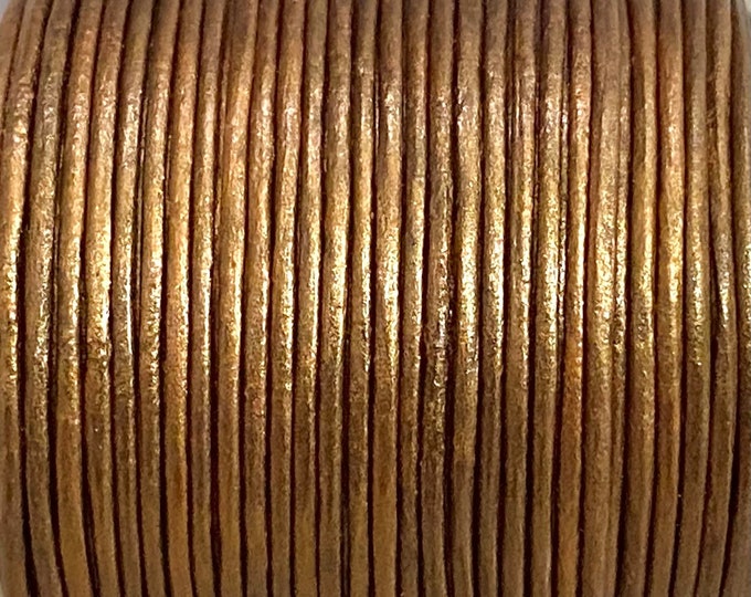 1mm Leather Cord - Metallic Bronze - Premium European Leather Cord - LCR1 - 200 #5 Metallic Bronze