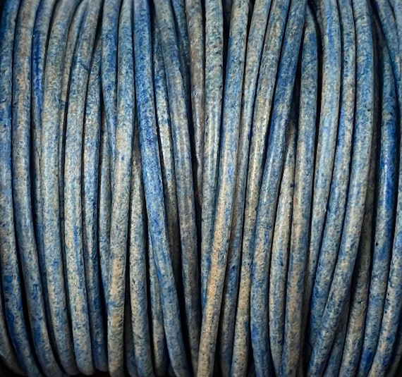 1.5mm Natural Blue 1.5mm Round Leather Cord Premium European Leather Cord 1 yard to 25 Yards  - LCR1.5 - 1.5mm Natural Blue #78P