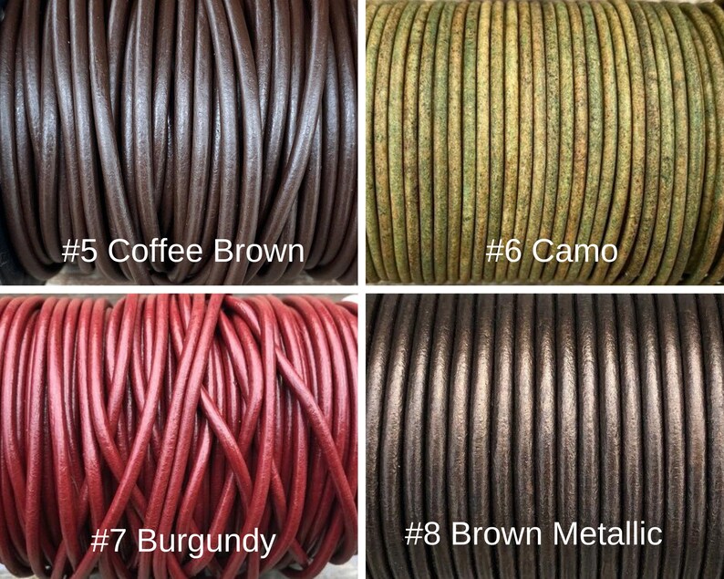 3mm Leather Cord / Round Leather/ 36 Colors/ Leather by the Etsy