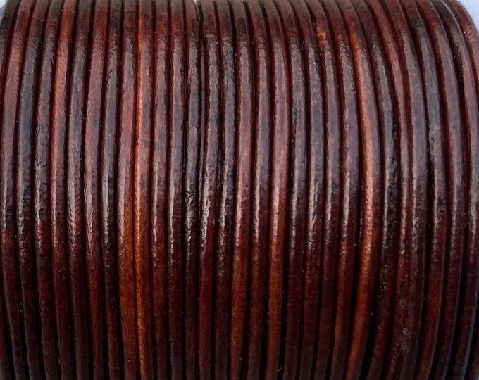 1mm Round Leather Cord - Natural Antique Brown - Premium Leather Cord - LCR1 - 200 #12 Natural Antique Brown