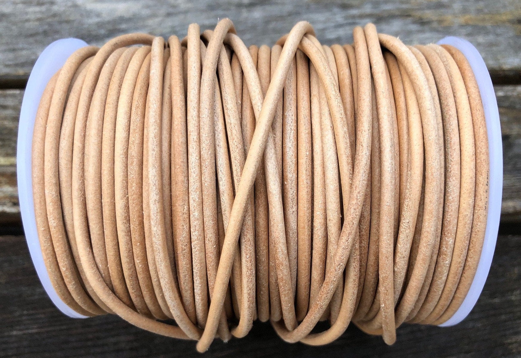 Cordón de cuero redondo de 4 mm 4 mm Natural Cable de | Etsy