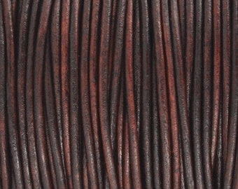 1.5mm Natural Antique Brown, 1.5mm Leather Cord, Leather Cord By The Yard Premium European Leather Cord LCR1.5 - Natural Antique Brown #60