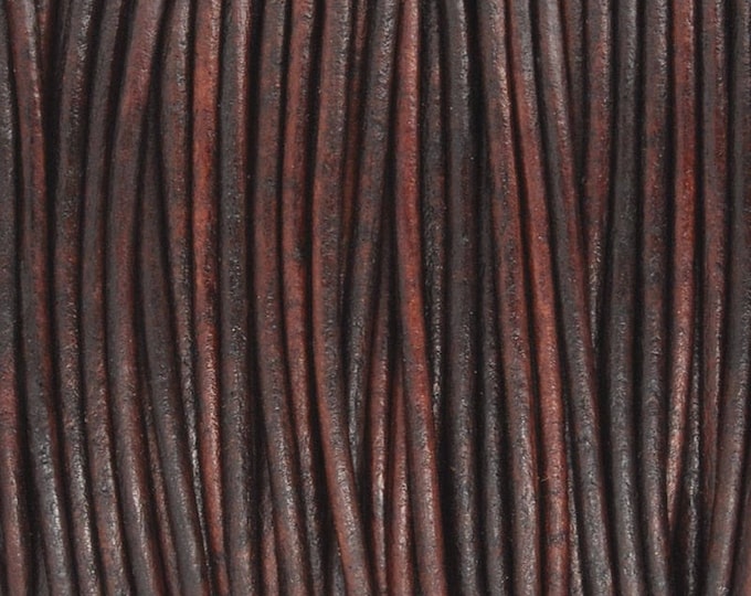1.5mm Distressed Brown Round Leather Cord  LCR1.5 - 95P
