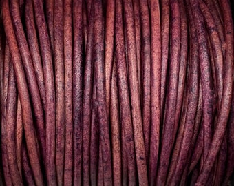 1.5mm Premium Natural Violet Round Leather Cord 1.5mm, 1 yard to 25 Yards Made In India - LCR1.5 - Natural Violet #94P