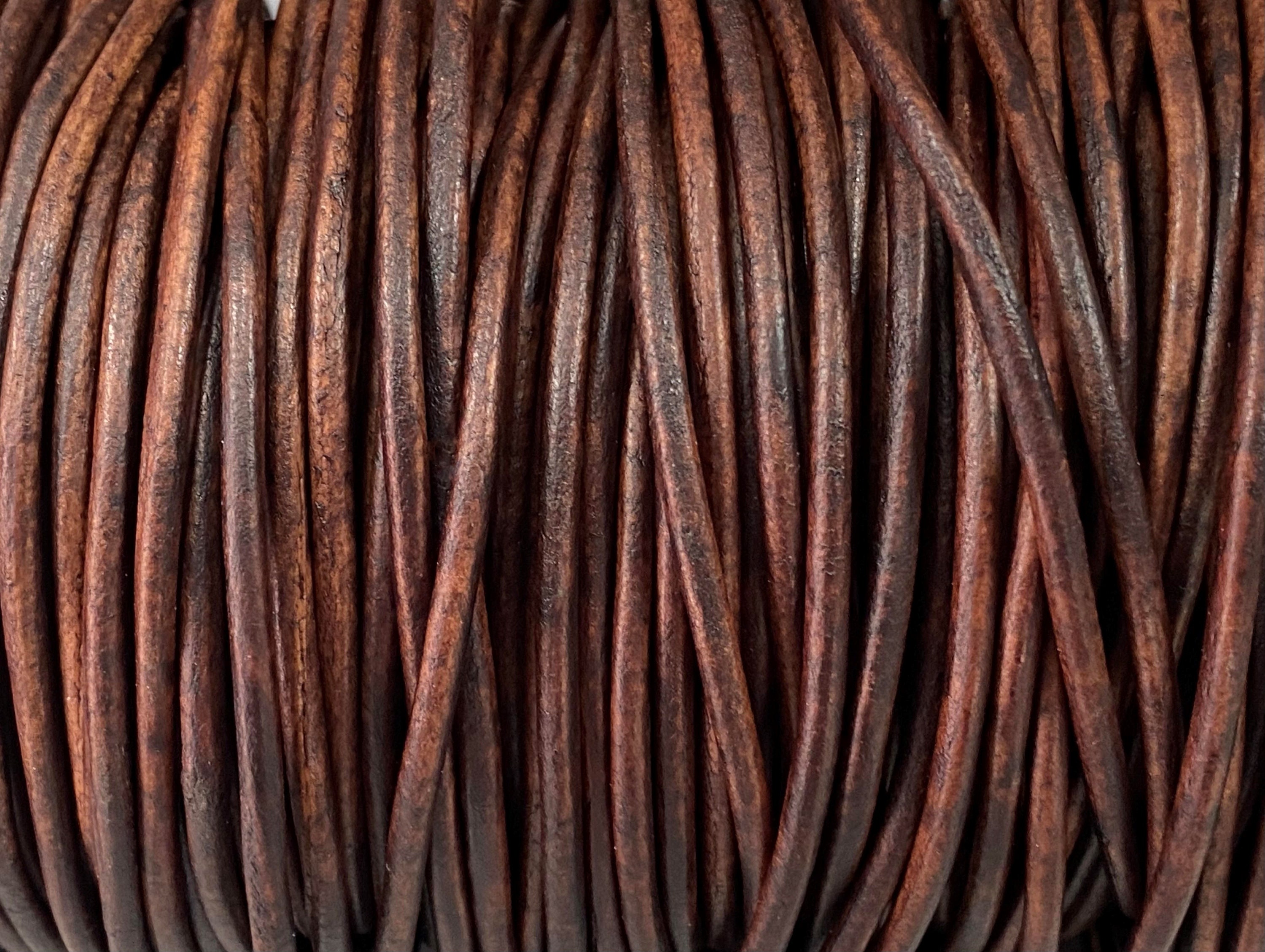 3mm Natural Antique Brown Leather Cord, 3mm Leather Cord, 3mm Round