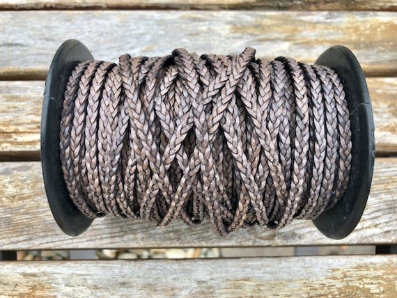 Free Shipping One Yard 5mm Flat Braided Leather Cord Cerulean LCF5-7