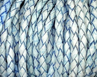 3mm Glacier Blue Bolo Braided Leather Cord For 3mm Clasp By The Yard Made In India LCBR- 3 Glacier Blue #13