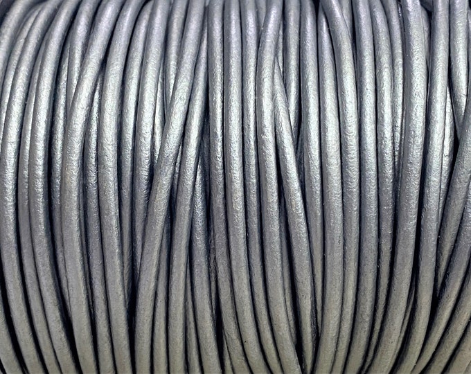 3mm Metallic Dark Gray Leather Cord Premium European Soft Leather LCR3 - Dark Gray Metallic #31