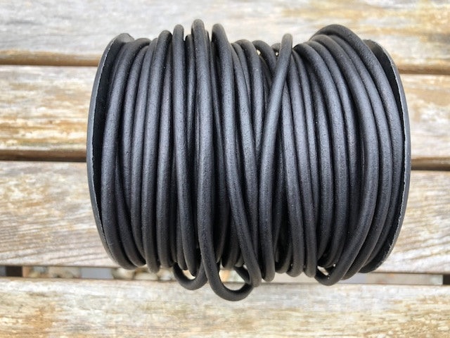 5mm Natural Black Round Leather Cord Premium Quality 5mm Round Leather ...