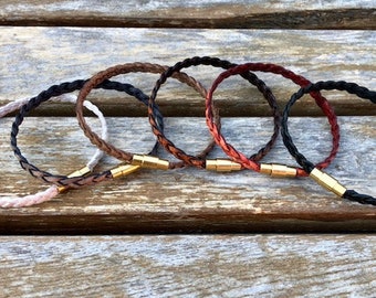 5mm Flat Braided Leather Bracelet With Raw Brass Clasp Gift Under 20 CS-28