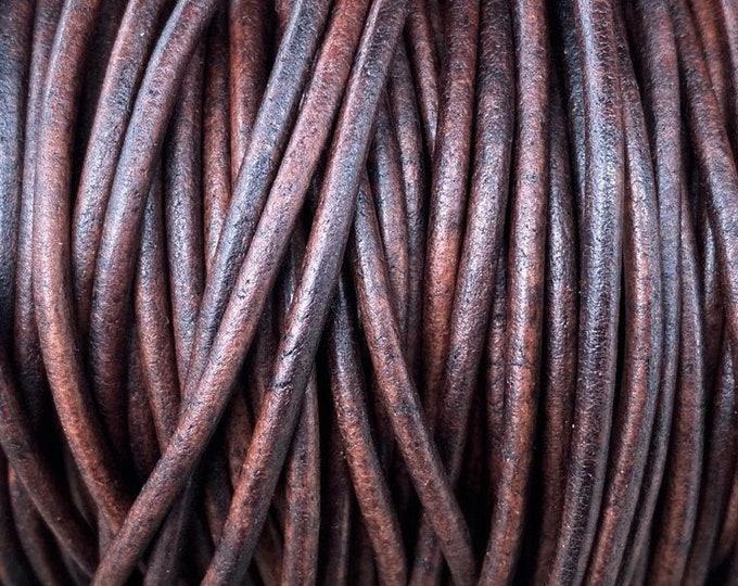 4mm Antique Brown Round Leather Cord Premium Quality 4mm Round Leather Cord  LCR4 - Antique Brown #24