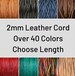 2mm Leather Cord - Lead Free Round Natural Regular Metallic Distressed Leather by the Yard - Pick Color and Length - 2mm Round Leather Cord 