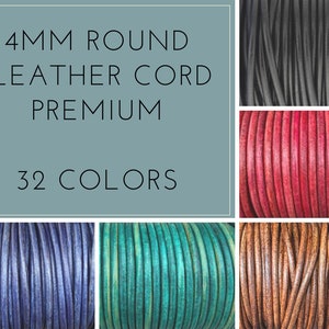 4mm Round Leather Cord Round Premium Quality 4mm Leather Cord LCR4