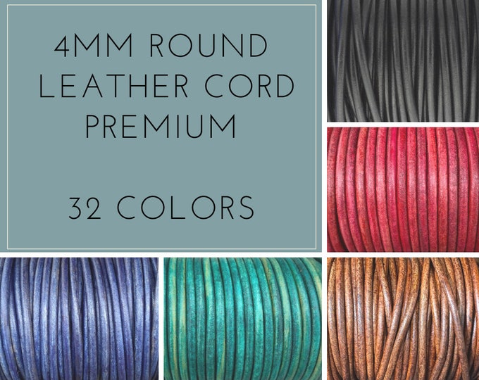 4mm Round Leather Cord Round Premium Quality 4mm Leather Cord LCR4