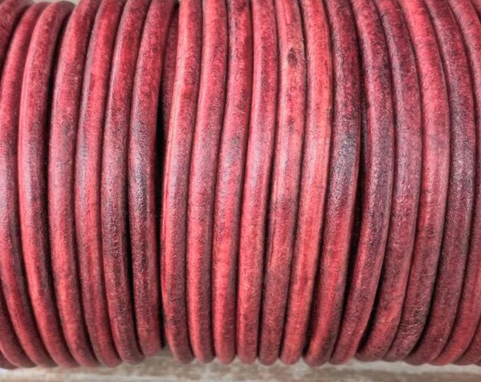 4mm Antique Gypsy Red Round Leather Cord Premium Quality 4mm Round Leather Cord  LCR4 - Gypsy Red #15