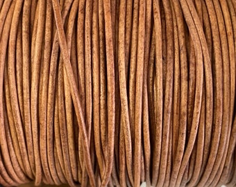 2mm Early American Leather Cord 2mm Premium European Leather, LCR2 - 2mm Early American #74P