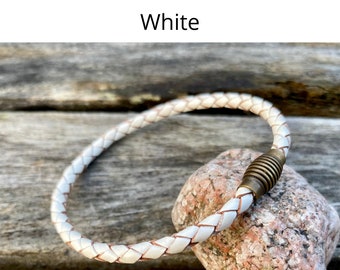 Thin Braided Leather Bracelet With Brass Clasp For Men and Women 9 Colors CS-19