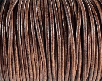 3mm Natural Antique Brown Leather Cord, 3mm Leather Cord, 3mm Round Leather Cord By The Yard NAB - LCR3 - Natural Antique Brown #7