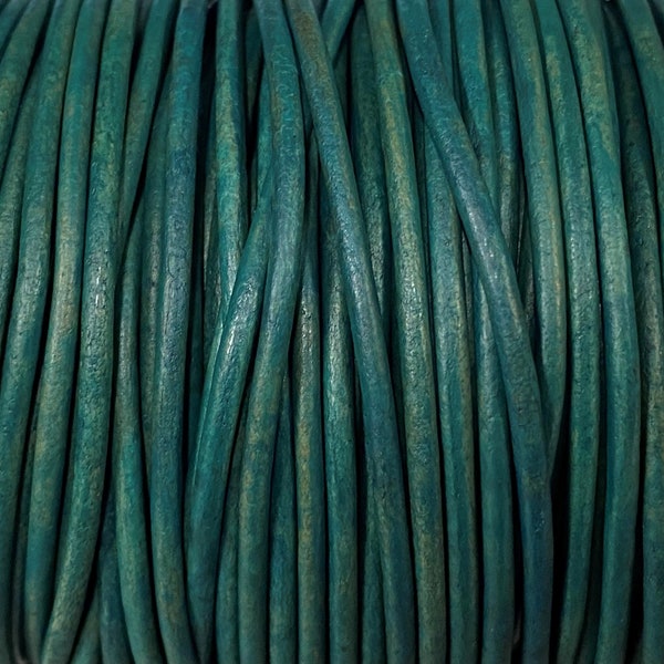 1.5mm Round Leather Cord - Distressed Teal - 1.5mm Premium Round Leather Cord LCR1.5 - Distressed Teal #5