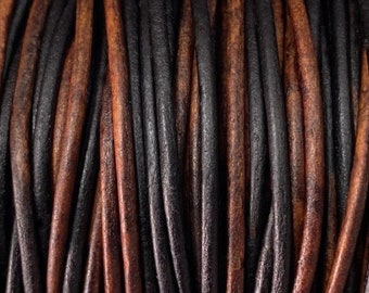 3mm Gypsy Sippa Round Leather Cord - By The Yard - Genuine Premium Indian Leather - LCR3 - Gypsy Sippa #28