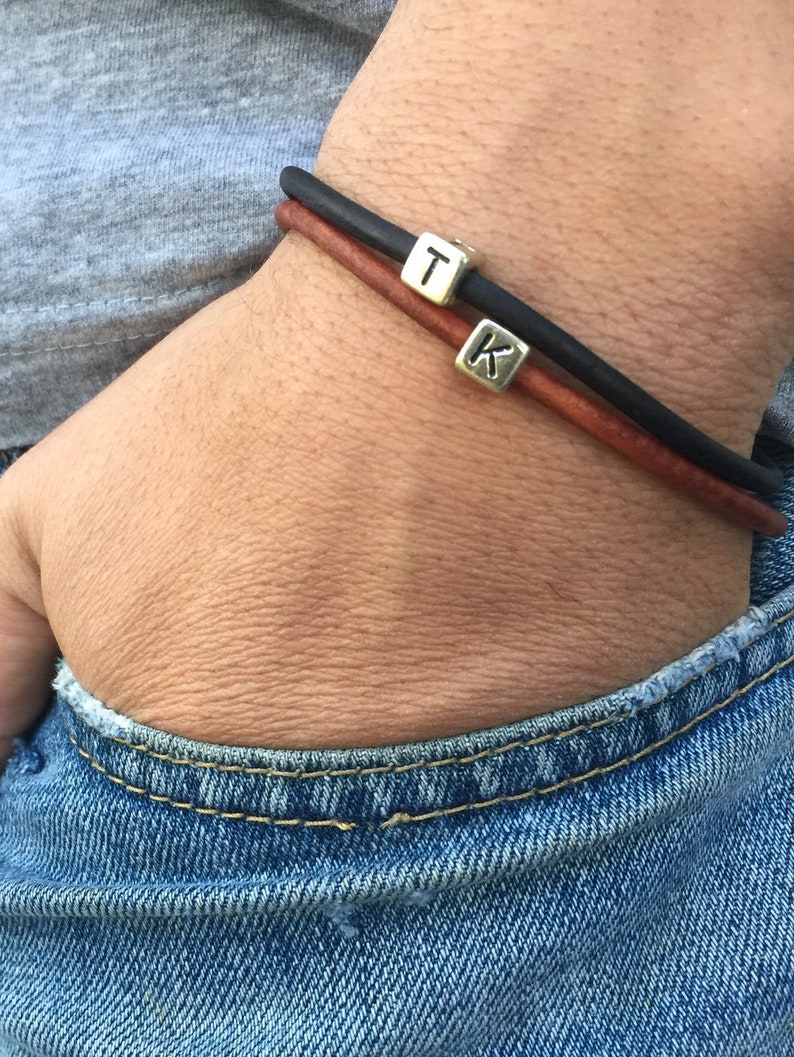 Mens Bracelet Initial Bracelet Men Leather Bracelet - Etsy