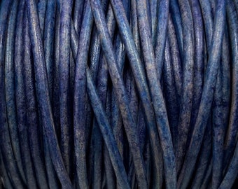 1.5mm Natural Pacific Blue Round Leather Cord, Premium European Leather 1.5mm Leather Cord, LCR1.5 - 1.5mm Natural Pacific Blue #22