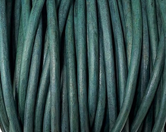 SPECIAL PRICE 4.5mm Distressed Teal Round Leather Cord Premium Quality 4.5mm Round Leather Cord  LCR4 - Distressed Teal #5