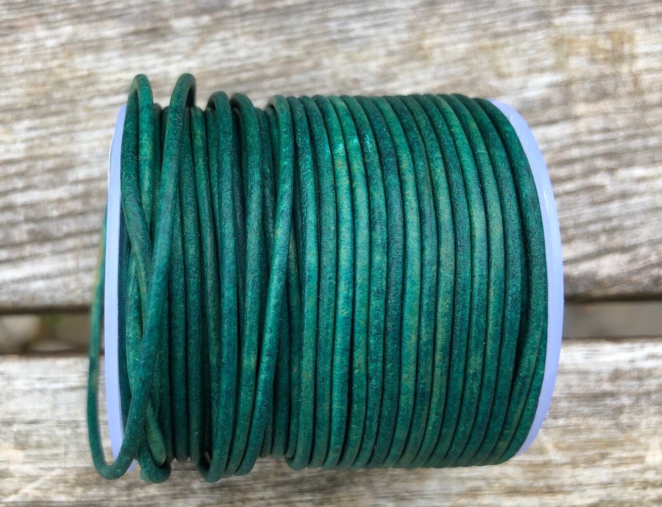 1.5mm Round Leather Cord Distressed Teal 1.5mm Premium Round