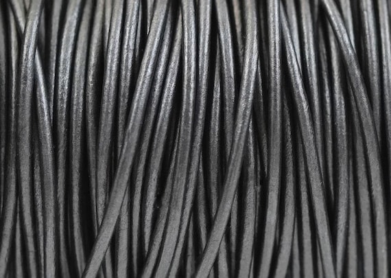 4mm Metallic Gunmetal Round Leather Cord Premium Quality 4mm Round Leather Cord LCR4 - Gunmetal Metallic #4