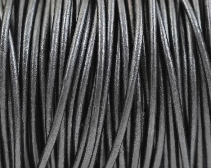 4mm Metallic Gunmetal Round Leather Cord Premium Quality 4mm Round Leather Cord  LCR4 - Gunmetal Metallic  #4