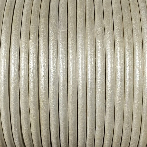 1.5mm Round Leather Cord, Metallic Pearl, Premium 1.5mm Round Leather Cord, LCR1.5  Pearl Metallic #36