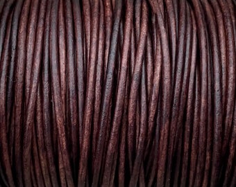 2mm Distressed Brown Round Leather Cord  LCR2 - 141
