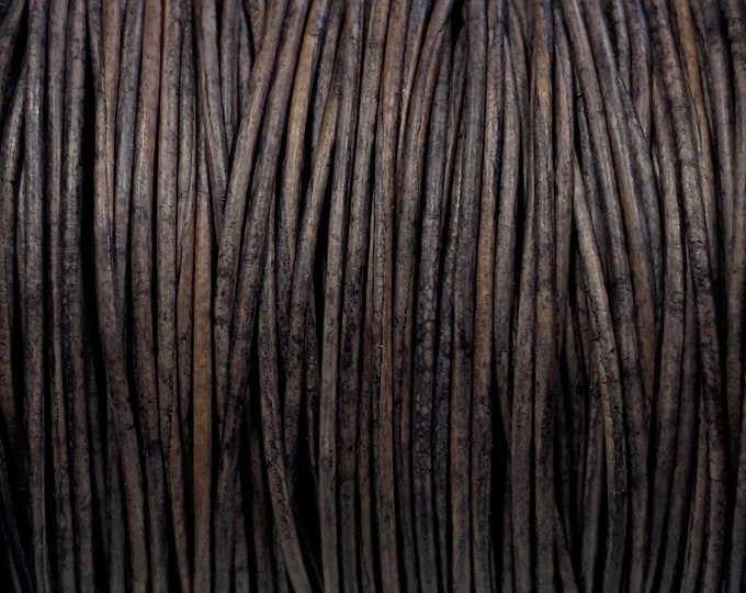 1mm Leather Cord - Distressed Dark Gray - Premium European Leather Cord - LCR1 -200 Distressed Dark Gray #32
