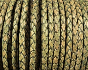 4mm Camo Color Braided Leather Cord, 4mm Bolo Leather, 4mm Braided Leather, By The Yard Made In India LCBR-4 - 4mm Camo #34
