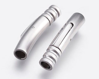 4mm Stainless Steel Locking Clasp, 4mm Bayonet Style Leather Cord Clasp Snap-In Stainless Steel Clasp, 4mm Hole Size, MC-64