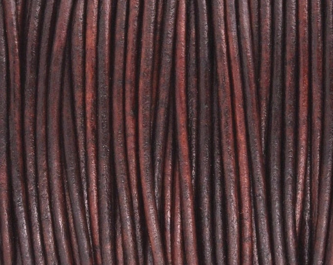 2mm Distressed Brown Round Leather Cord  LCR2 - 141