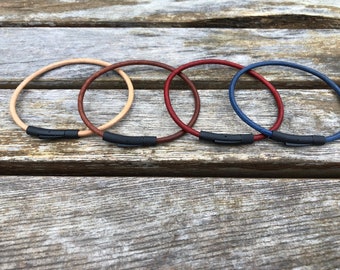 Thin Leather Bracelet With Black Stainless Steel Locking Clasp Available In Many Colors, , Gift Under 20 CS-19C