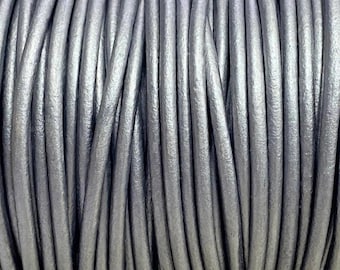 3mm Metallic Dark Gray Leather Cord Premium European Soft Leather, LCR3 - 3mm Dark Gray Metallic #31