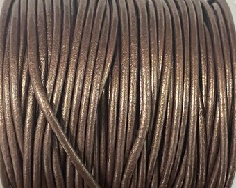 2mm Brown Metallic Round Leather Cord 2mm, Brown Metallic #33