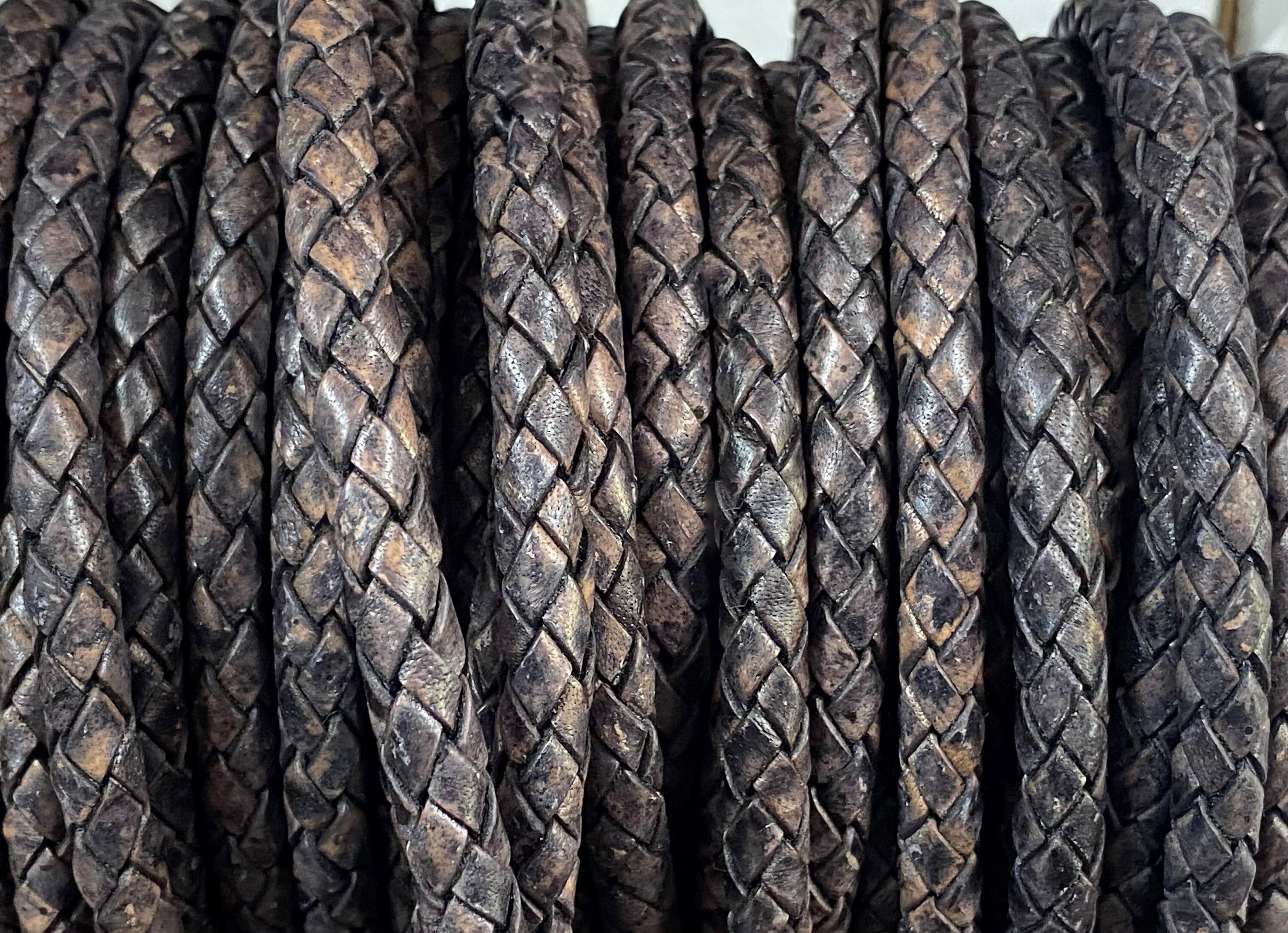 6mm Premium Bolo Braided Leather Cord, Natural Gray Brown 6mm Braided