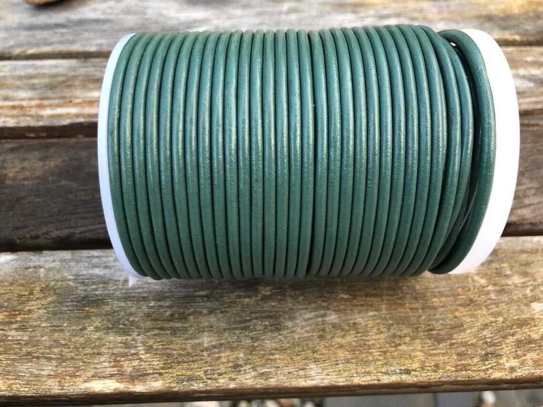 1.5mm Round Leather Cord Sea Green by the Yard Genuine - Etsy