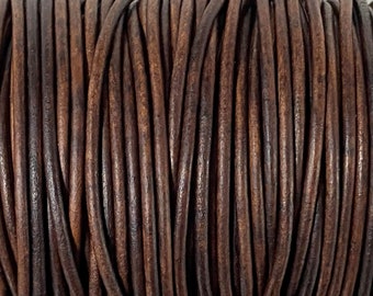 1.5mm Antique Kona Brown Leather Cord, 1.5mm Premium Leather, 1.5mm Antique Kona Brown #100