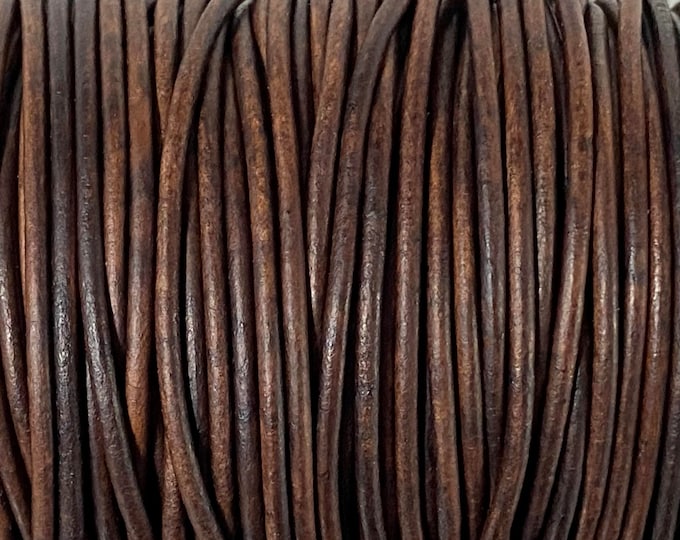 1.5mm Antique Kona Brown Leather Cord, 1.5mm Premium Leather, 1.5mm Antique Kona Brown #105P