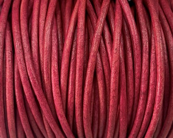 2mm Apple Red Round Leather Cord, 2mm Round Leather Cord. Leather Supplies, 2mm Red Leather, Jewelry Leather,  LCR2 - 2mm Apple Red #66