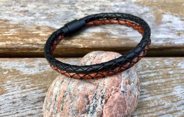 Mens Double Strand Leather Bracelet Brass Magnetic Clasp - Etsy