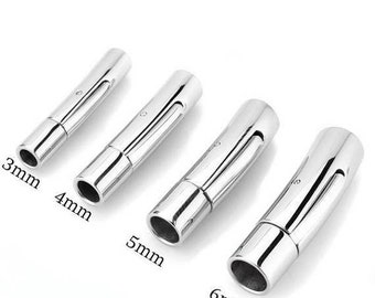 Stainless Steel Locking Clasp 2mm to 8mm snap-In Leather Cord Clasp Bayonet Clasp MC-13