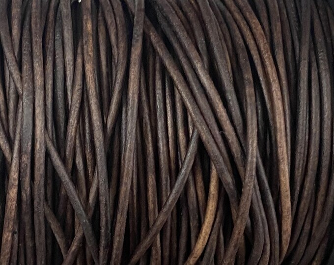 2mm Natural Dark Brown, 2mm Leather Cord, Leather Cord By The Yard Premium Leather Cord LCR2 - Natural Dark Brown #200P