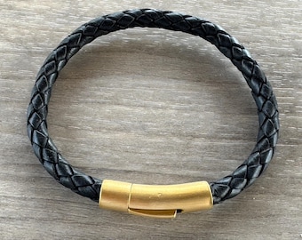 6mm Stainless Steel Brushed Gold Tone Bayonet Clasp, 6mm Bayonet Style Leather Cord Clasp, Stainless Steel Clasp, 6mm Hole Size, MC-13a