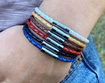Boho bracelet, braided leather bracelet, FREE SHIPPING, braided leather bracelet in 6 colors, 3mm Braided Bracelet, CS-61